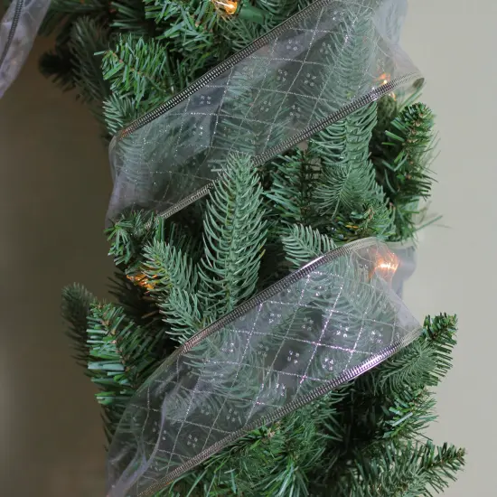 Northlight Club Pack of 12 Shimmering Silver Diamond Wired Christmas Craft Ribbon Spools - 2.5" x 120 Yards {4}