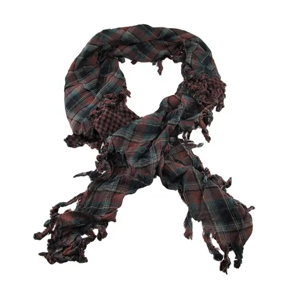 Brown Plaid Triangular Reversible Neck Scarf Tartan {1}
