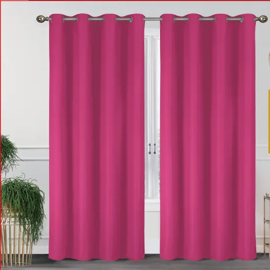 55'' X 84'' Solid Thermal Blackout Panels- 2 Pack (15 Colors) Bright Rose {1}