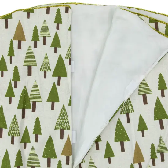 Northlight 48" Cream White and Green Forest Christmas Tree Skirt {5}
