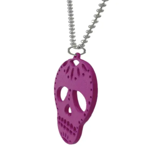 Purple Enamel Sugar Skull Necklace DOD {3}