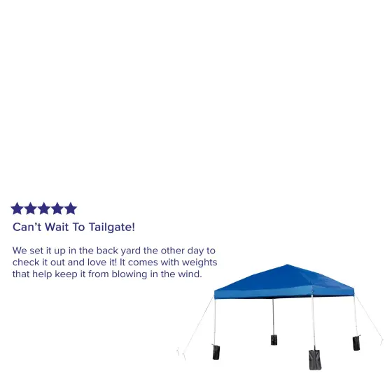 Emma and Oliver Ukko 10'x10'Weather Resistant, UV Coated Pop Up Canopy Tent with Sandbags and Wheeled Case Blue {4}