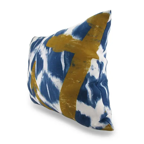 Blue and White Nautical Ikat Decorative Throw Pillow w/Anchor Detail 18in. {3}