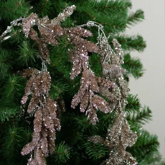Northlight 48" Champagne Glitter Hanging Pine Christmas Spray Gold {4}