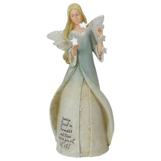 Roman Heavenly Blessings Collection "Good in the World" Angel Figurine - 8.5" Blue {1}