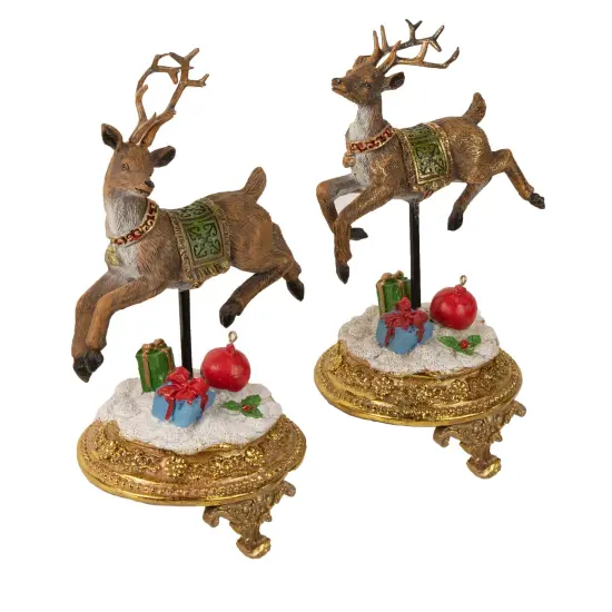 Northlight Glittered Reindeer Christmas Stocking Holders - 9.5" - Set of 2 Brown {4}