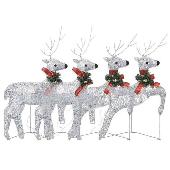 4 pcs Christmas Reindeers with 80 LEDs Silver {2}