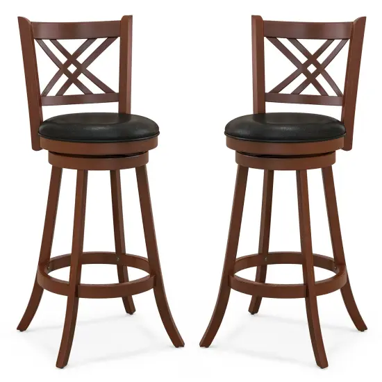 Costway 24''/29'' Swivel Bar Stools Set of 2 Upholstered Counter Stools with Cushion & Footrests {2}
