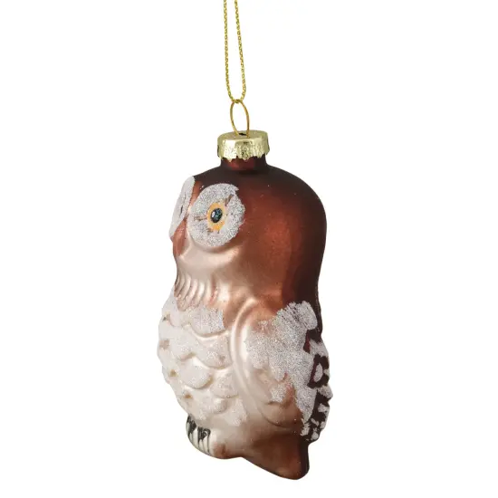 Northlight 3.75" Brown and White Glass Owl Christmas Ornament {6}
