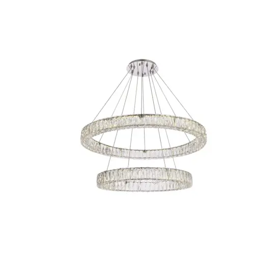 Monroe 36 inch LED double ring chandelier in chrome {1}