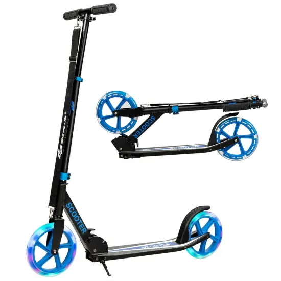 Portable Folding Sports Kick Scooter with LED Wheels Blue {4}