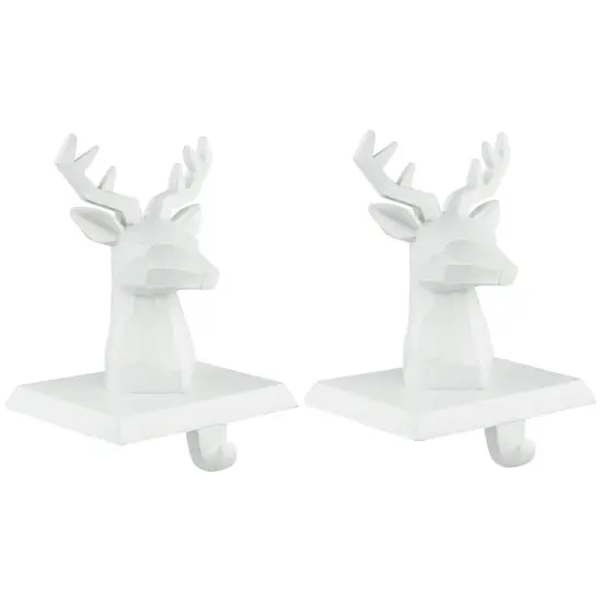 Northlight Set of 2 White Reindeer Head Christmas Stocking Holders 5.75" {4}