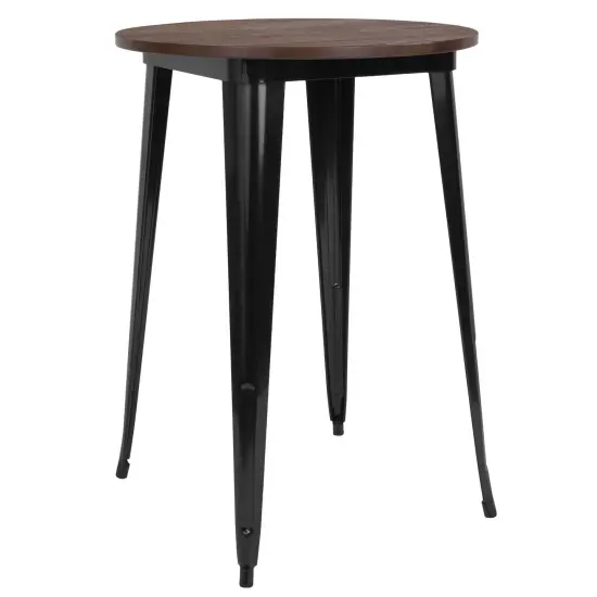 Emma and Oliver 30" Round Wood/Metal Indoor Bar Height Table Silver {4}