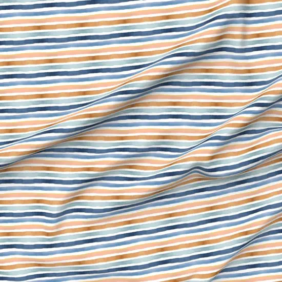 Various Fabrics by the Yard or Fat Quarter Watercolor Stripes Retro Blue Boho Orange Yellow Painterly Summer Custom Printed Fabric by Spoonflower {6}
