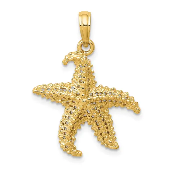 14K Yellow Gold Starfish Charm Ocean Jewelry Pendant 24mm x 20mm {1}