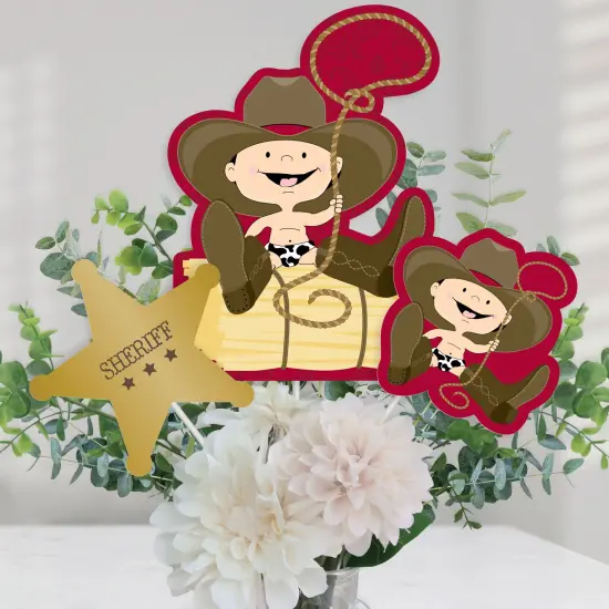 Big Dot of Happiness Little Cowboy - Western Baby Shower or Birthday Party Centerpiece Sticks - Table Toppers - Set of 15 {1}