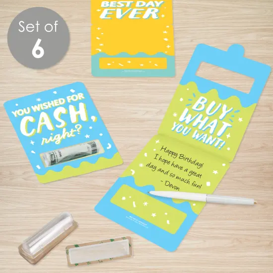 Big Dot of Happiness Party Time - DIY Assorted Happy Birthday Party Cash Holder Gift - Funny Money Cards - Set of 6 {4}