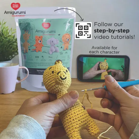 Red Heart Amigurumi Crochet Kit Collection - Safari-Giraffe, Lion, Tiger & Elephant {3}