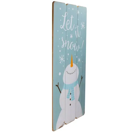 Northlight 24" Wooden 'Let It Snow' Snowman Hanging Christmas Wall Sign Blue {4}