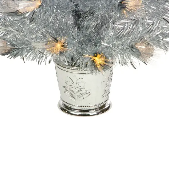 Northlight 3' Pre-Lit Silver Fiber Optic Artificial Christmas Tree, Warm White Lights {6}