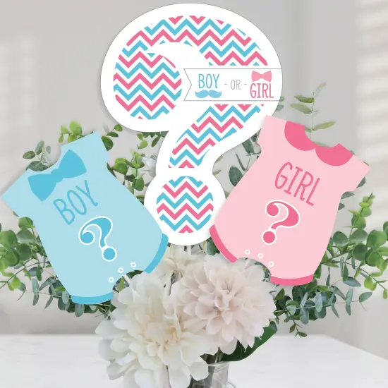 Big Dot of Happiness Chevron Gender Reveal - Gender Reveal Party Centerpiece Sticks - Table Toppers - Set of 15 {1}