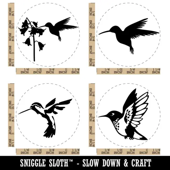 Hummingbird Sketch Silhouette Flight Flower Rubber Stamp Set for Stamping Crafting Planners {1}
