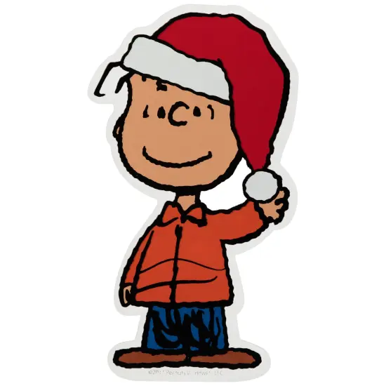 Northlight Peanuts Linus in Santa Hat Christmas Window Cling Decoration Red {1}