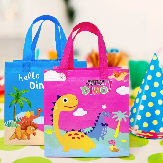Wrapables Non-Woven Reusable Gift Bags with Handles for Parties, Birthdays, Favors and Treats (Set of 8) Dinosaurs {3}