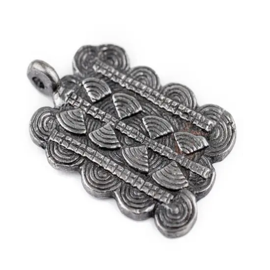 The Bead Chest Silver Thousand Sun Baule Pendant (38x60mm): African Tribal Metal Pendant for DIY Jewelry and Necklace {3}