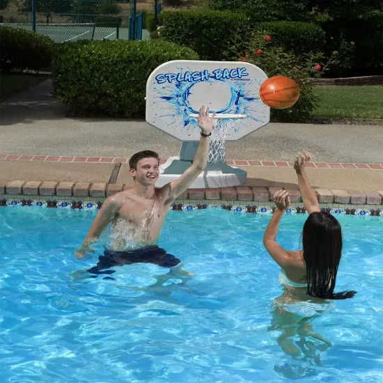 Swim Central 16' SplashBack Basketball and Volleyball Combo Swimming Pool Game White {4}