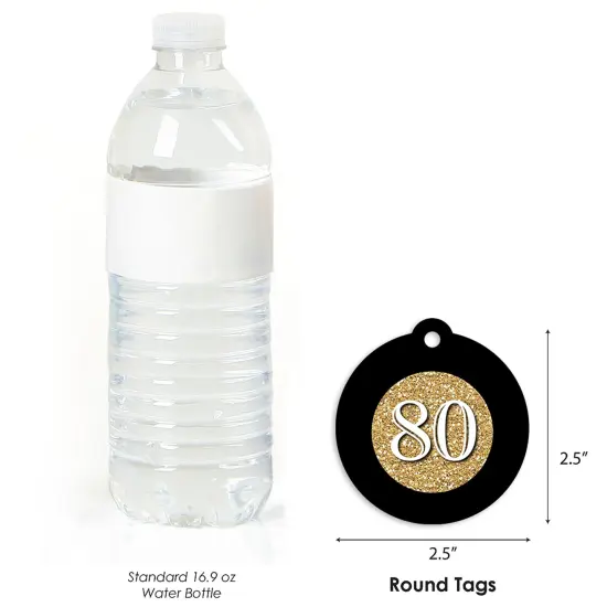 Big Dot of Happiness Adult 80th Birthday - Gold - Birthday Party Favor Gift Tags (Set of 20) {4}