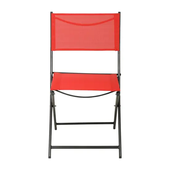 Merrick Lane Bardwell Set of 4 Versatile Flex Comfort Indoor/Outdoor Fold Chairs with Metal Frames Red {3}