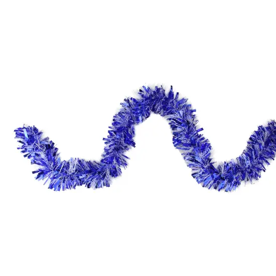 Northlight Snowblush Wide Cut Tinsel Christmas Garland - 12' x 3" - Blue - Unlit {1}