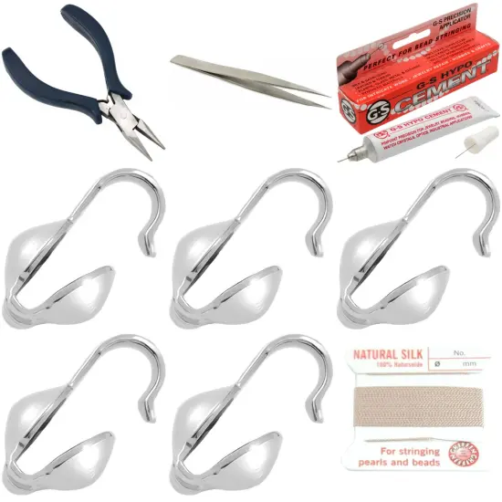 Bead Tip Kit - Pliers, Tweezers, Cement, 5 Bead Tips & Pink Bead Cord #4 {1}
