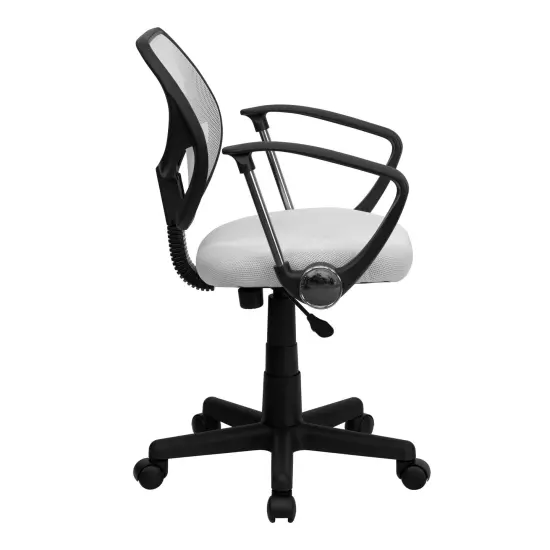 Emma and Oliver Mid-Back Mesh Swivel Task Office Chair with Curved Square Back and Arms Gray {9}