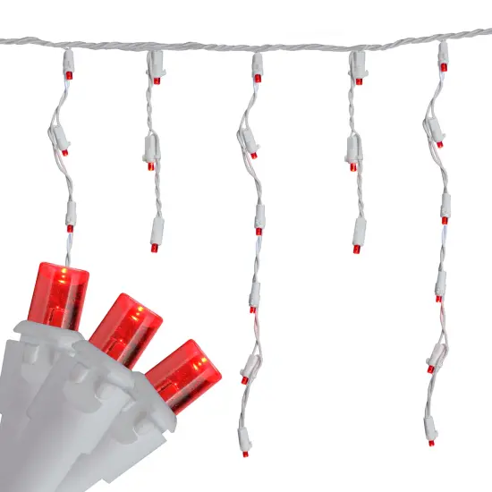 Brite Star LED Wide Angle Icicle Christmas Lights - Red - 6ft White Wire - 70ct {4}