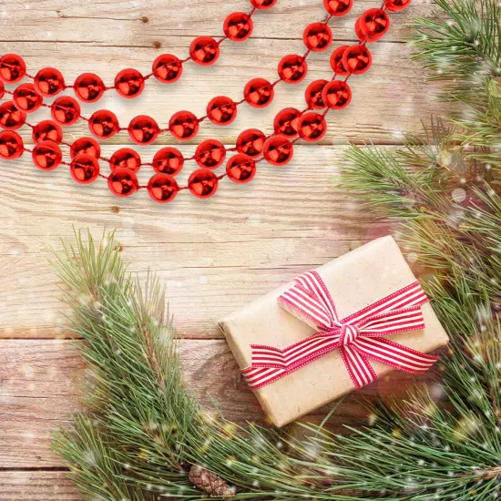 Northlight Shiny Round Beaded Commercial Christmas Garland - 33' x .25" - Red - Unlit {4}