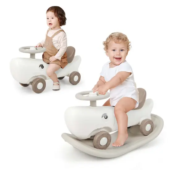 Costway Convertible Rocking Horse & Sliding Car with Detachable Balance Board Dark Gray/White {1}