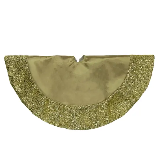 Northlight 20" Gold Mini Christmas Tree Skirt with Tinsel Trim {7}