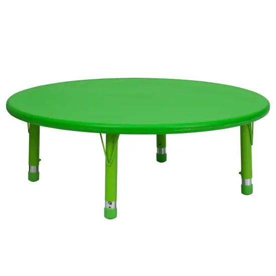 Emma and Oliver 45" Round Plastic Height Adjustable Activity Table Green {1}
