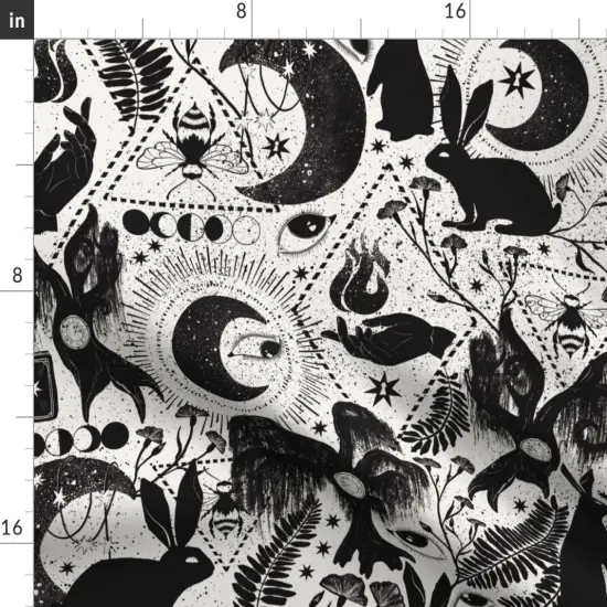 Various Fabrics by the Yard or Fat Quarter Occult Black And White Fantasy Magic Eye Witch Bee Clock Spiritual Wicked Magicians Phantasmagoria Custom Printed Fabric by Spoonflower {2}