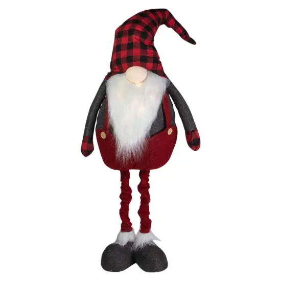 Northlight LED Lighted Extendable Plaid Gnome Christmas Figure - 41" Red {1}