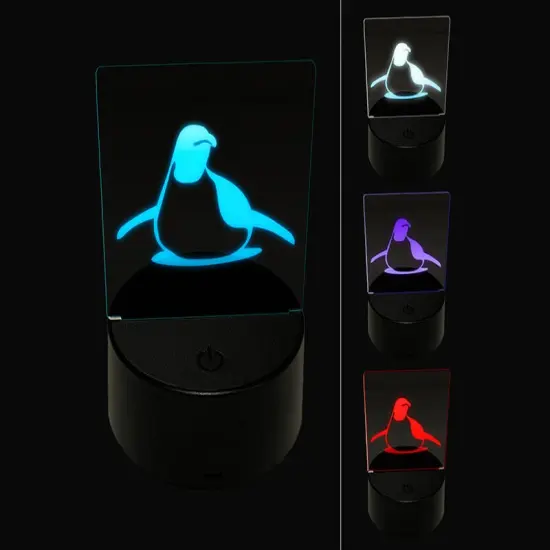 Cute Emperor Penguin Laying or Sliding on Belly 3D Illusion LED Night Light Sign Nightstand Desk Lamp {1}