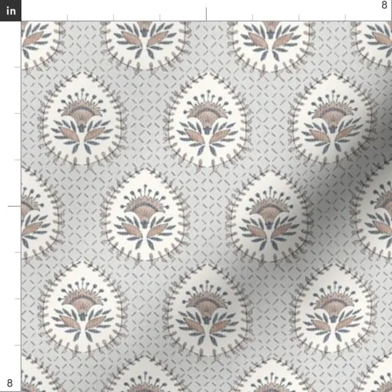 Various Fabrics by the Yard or Fat Quarter Grey Paisley Leaf Garden Traditional French Block Print Floral Botanical Victorian Granny Chic Medium Scale Custom Printed Fabric by Spoonflower {4}