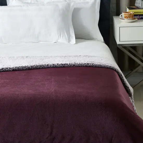 Orville Flannel Reversible Sherpa Throw 50"x60" Purple {5}