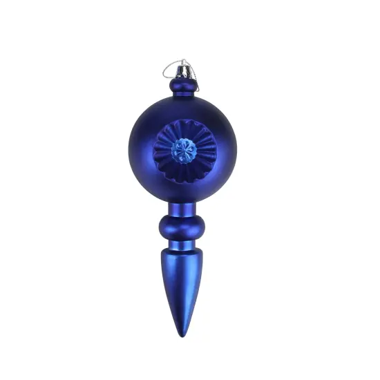DAK 4ct Matte Royal Blue Retro Reflector Shatterproof Christmas Finial Ornaments 7.5" {1}