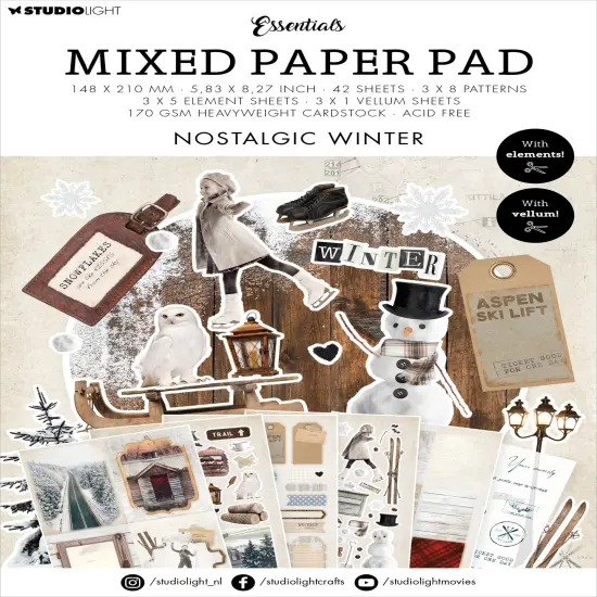 Studio Light Essentials Mixed Paper Pad 5.83"X8.25"-Nr. 28, Nostalgic Winter {1}