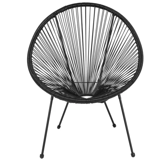 Emma and Oliver Papasan Bungee Lounge Chair Black {3}