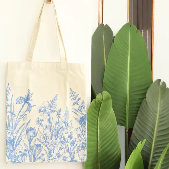 Floral Tote Bag for Women, Cute Aesthetic Spring Tote Bag with Inner Pocket, Reusable Cloth Cotton Flower Tote Bag for Daily Essentials - Floral {3}