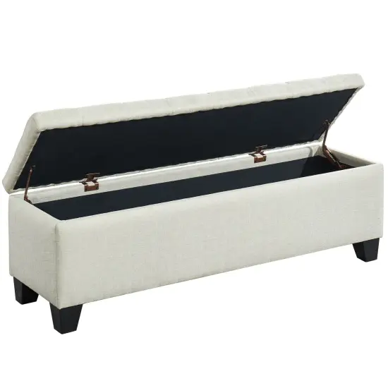 Contemporary Home Living 48" Beige Solid Rectangular Storage Ottoman {4}
